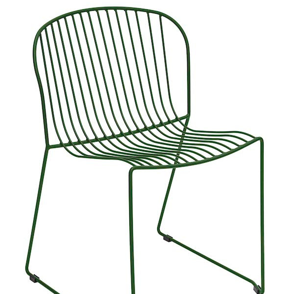Isimar Bolonia Side Chair in Khaki Green, galvanized steel outdoor chair, Spanish design since 1925