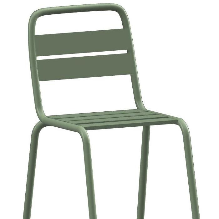Isimar Barceloneta Side Chair in Khaki Green, galvanized steel outdoor chair, Spanish design since 1925