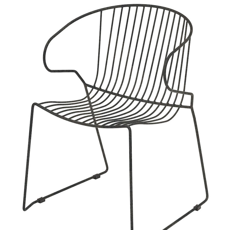 Isimar Bolonia Arm Chair in Manganese, galvanized steel outdoor chair, Spanish design since 1925