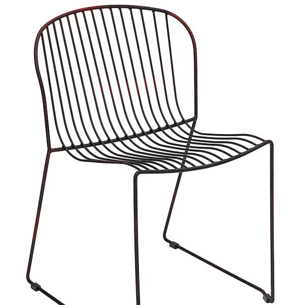 Isimar Bolonia Side Chair in Manganese, galvanized steel outdoor chair, Spanish design since 1925