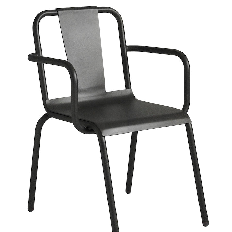 Isimar Napoles Arm Chair in Manganese, galvanized steel outdoor chair, Spanish design since 1925