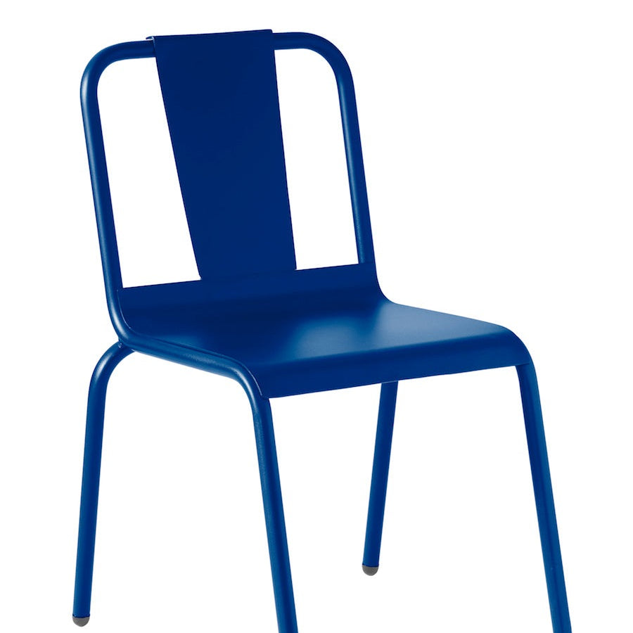Isimar Napoles Side Chair in Plain Blue, galvanized steel outdoor chair, Spanish design since 1925