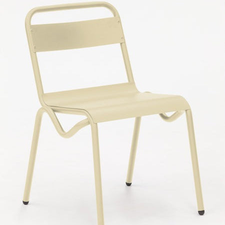 Isimar Anglet Side Chair in Pearl White, galvanized steel outdoor chair, Spanish design since 1925