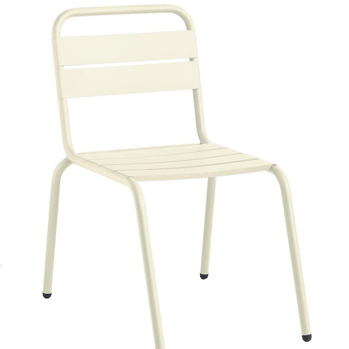 Isimar Barceloneta Side Chair in Pearl White, galvanized steel outdoor chair, Spanish design since 1925