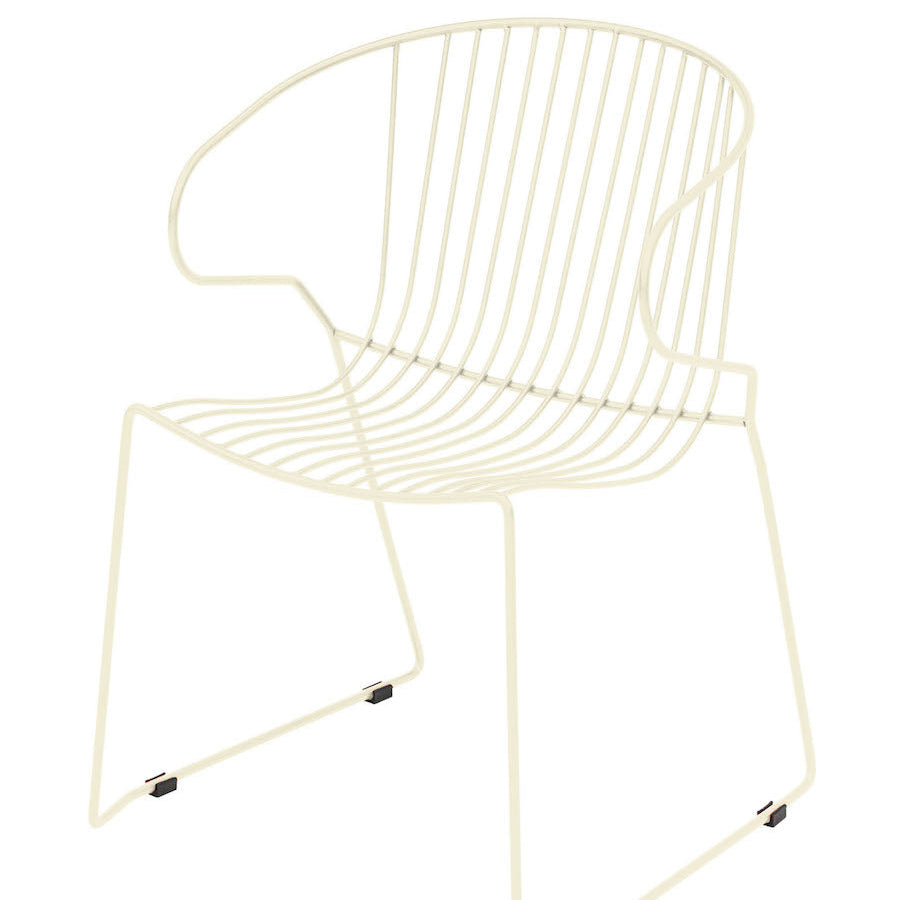 Isimar Bolonia Arm Chair in Pearl White, galvanized steel outdoor chair, Spanish design since 1925