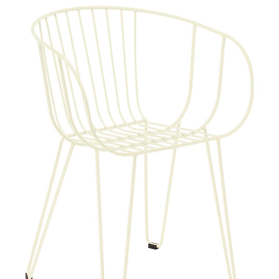 Isimar Olivo Arm Chair in Pearl White, galvanized steel outdoor chair, Spanish design since 1925