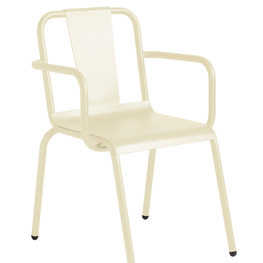 Isimar Napoles Arm Chair in Pearl White, galvanized steel outdoor chair, Spanish design since 1925