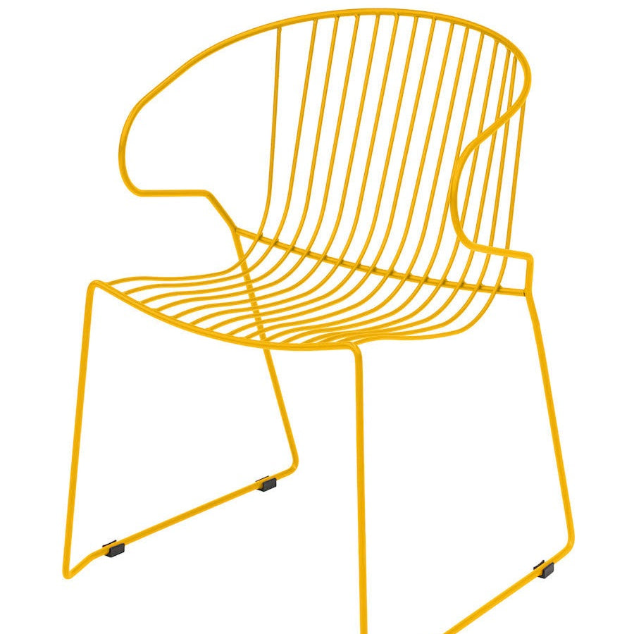 Isimar Bolonia Arm Chair in Melon Yellow, galvanized steel outdoor chair, Spanish design since 1925