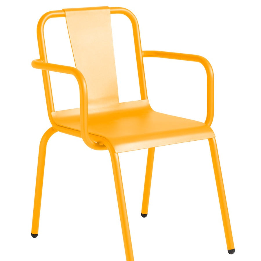 Isimar Napoles Arm Chair in Melon Yellow, galvanized steel outdoor chair, Spanish design since 1925