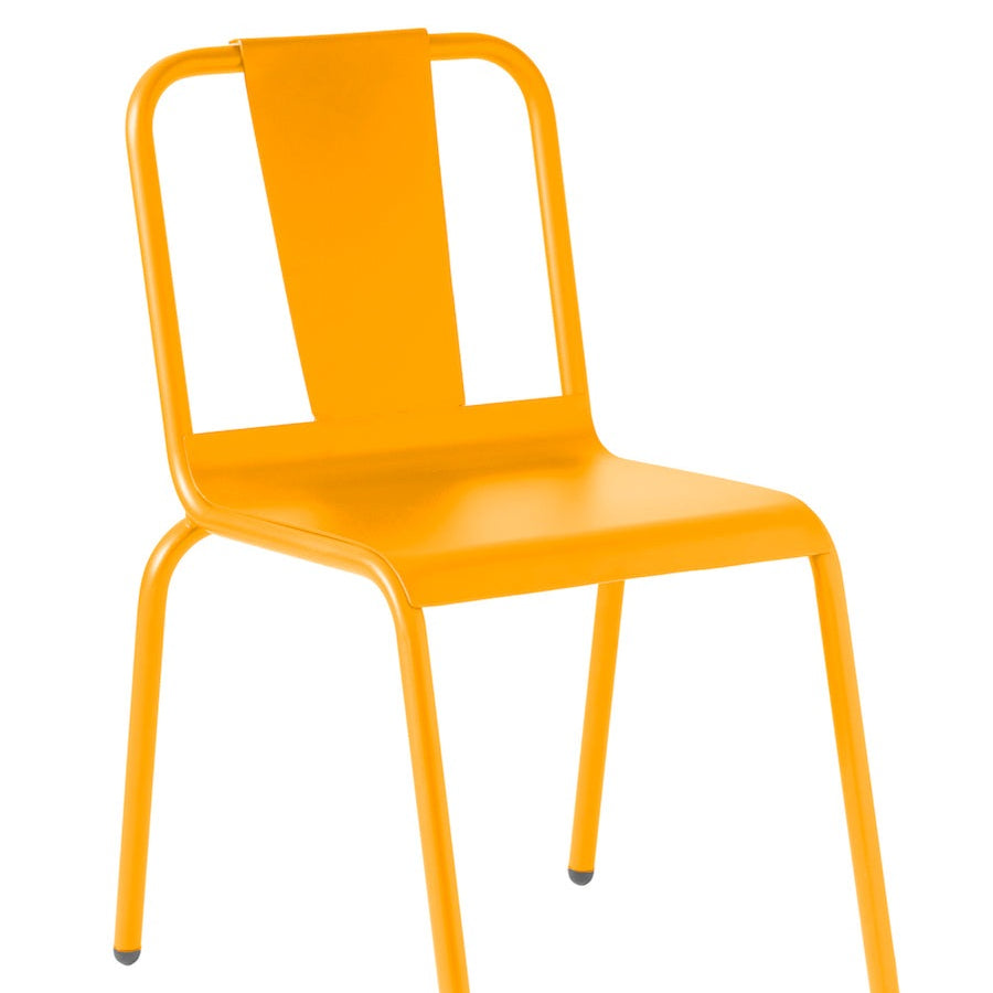 Isimar Napoles Side Chair in Melon Yellow, galvanized steel outdoor chair, Spanish design since 1925