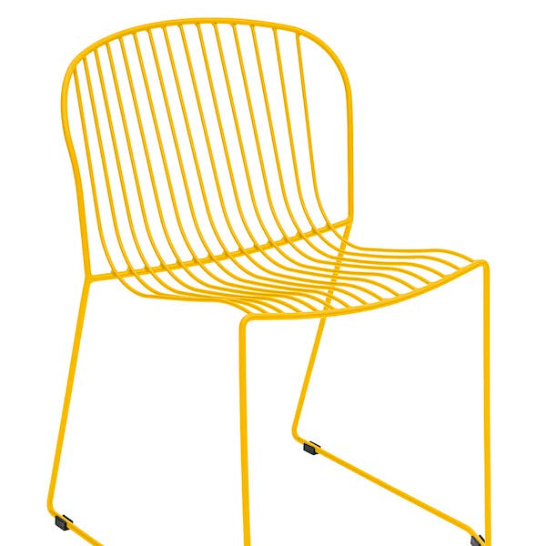 Isimar Bolonia Side Chair in Melon Yellow, galvanized steel outdoor chair, Spanish design since 1925