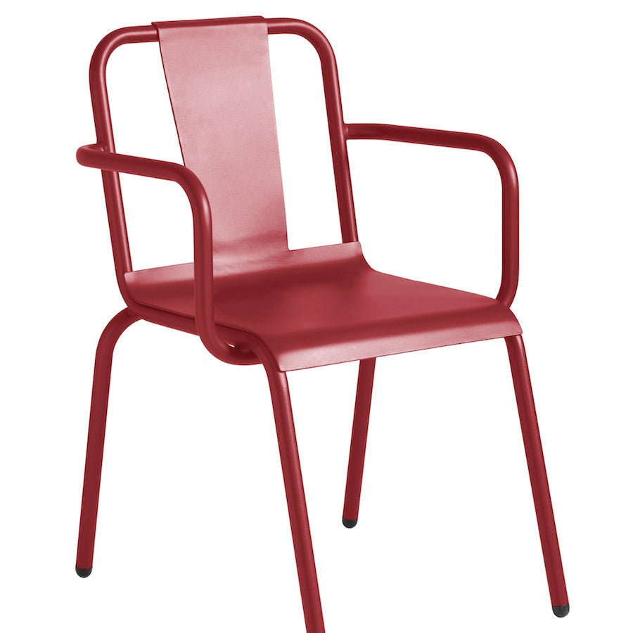 Isimar Napoles Arm Chair in Purple Red, galvanized steel outdoor chair, Spanish design since 1925