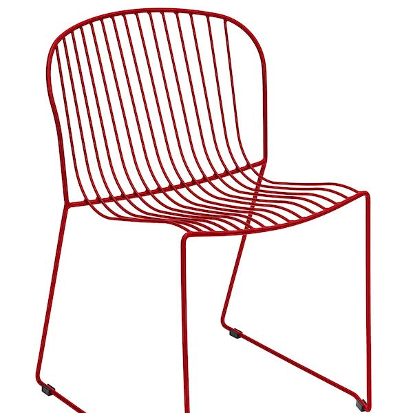 Isimar Bolonia Side Chair in Purple Red, galvanized steel outdoor chair, Spanish design since 1925
