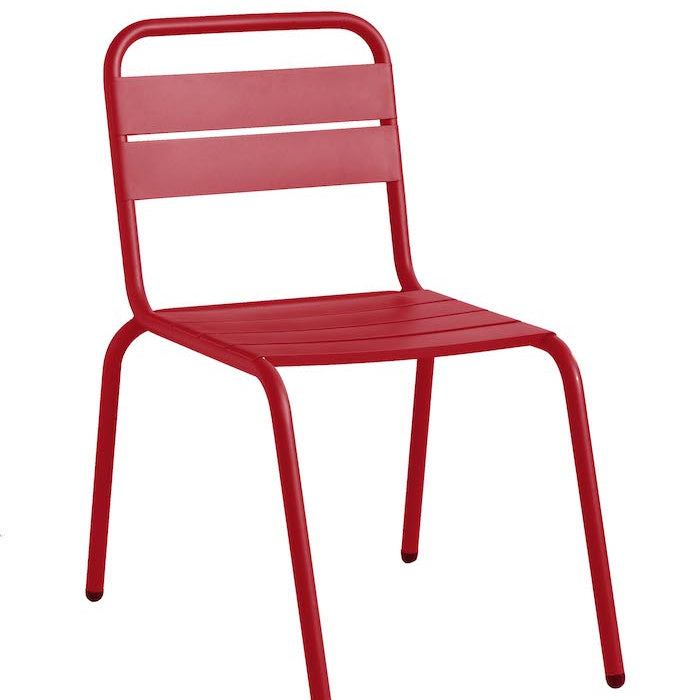 Isimar Barceloneta Side Chair in Purple Red, galvanized steel outdoor chair, Spanish design since 1925