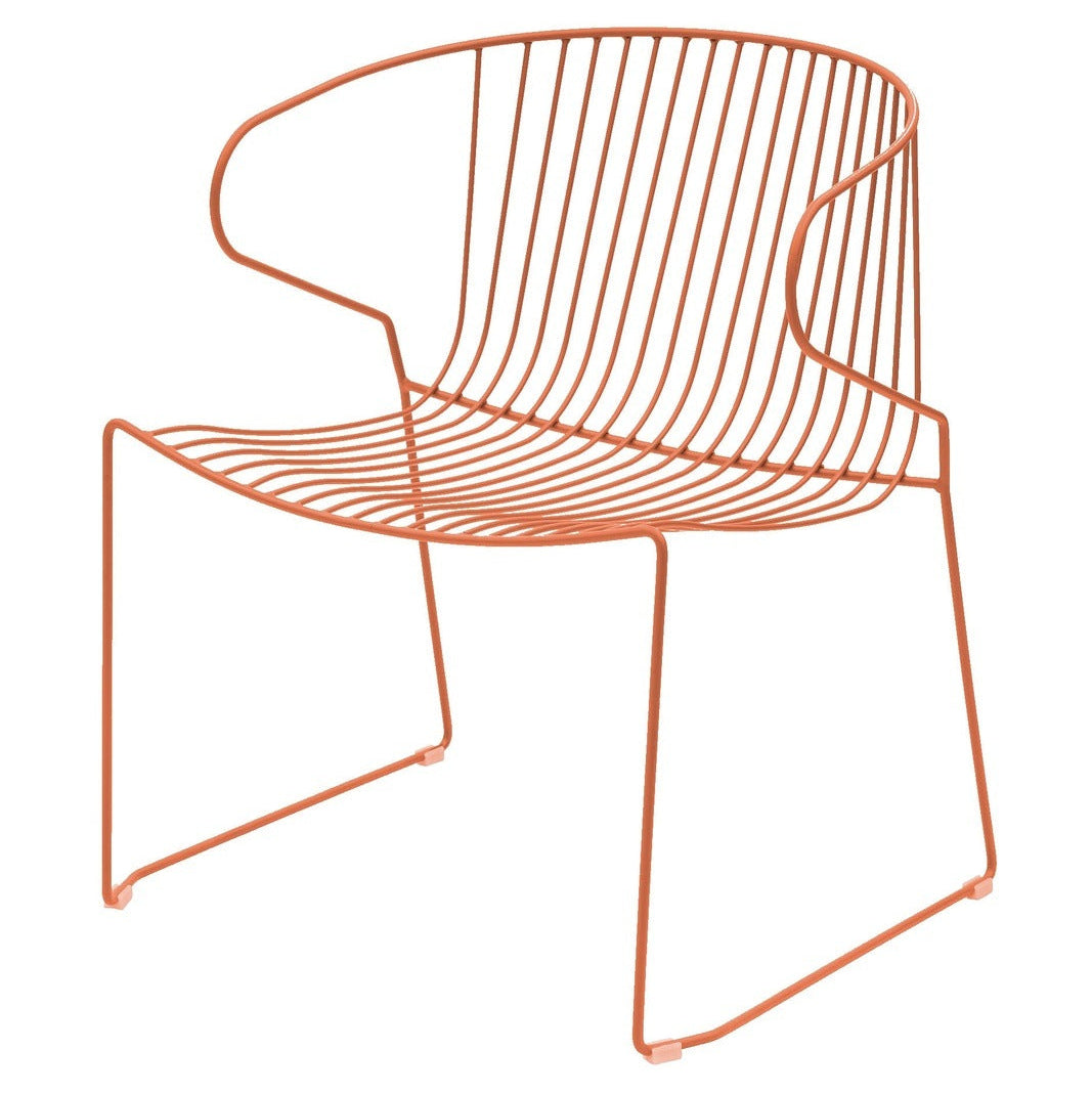Isimar Bolonia Lounge Chair in Beige Red, galvanized steel outdoor chair, Spanish design since 1925