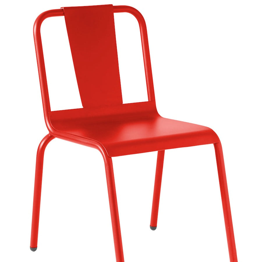 Isimar Napoles Side Chair in Tomato Red, galvanized steel outdoor chair, Spanish design since 1925