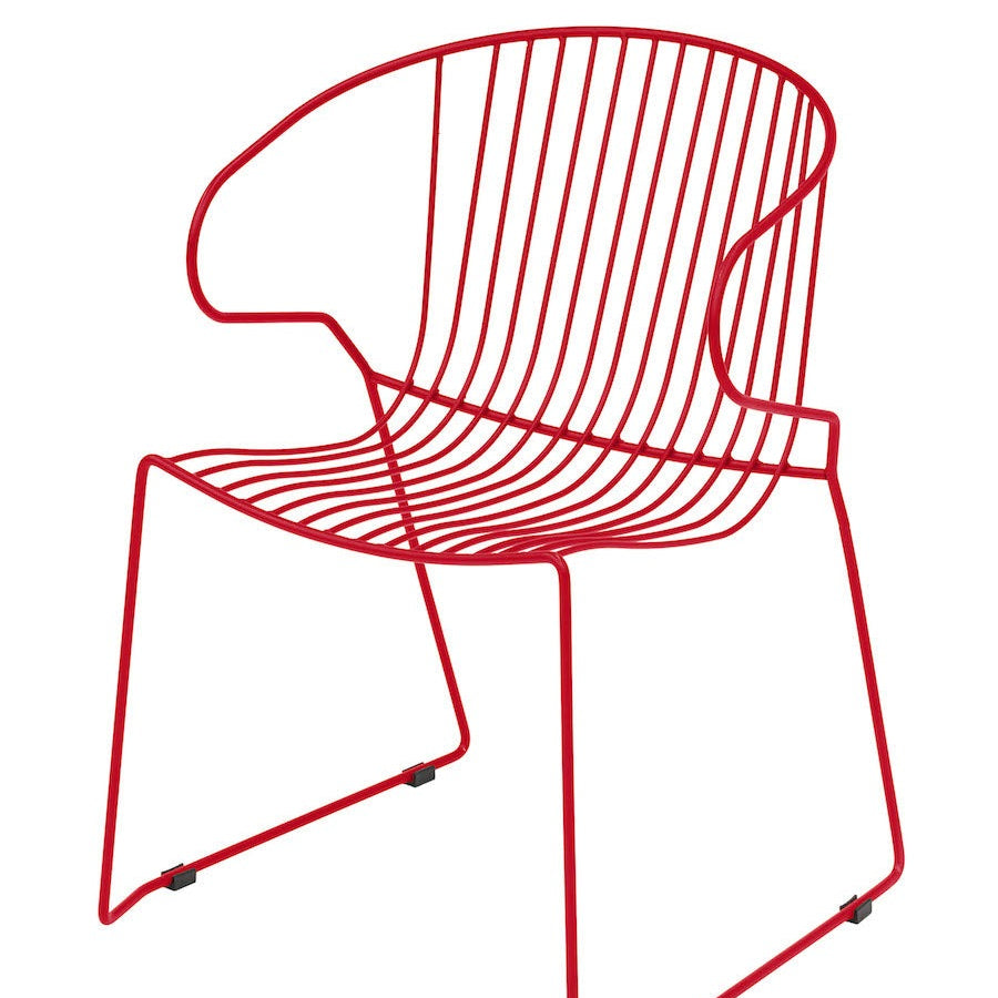 Isimar Bolonia Arm Chair in Tomato Red, galvanized steel outdoor chair, Spanish design since 1925