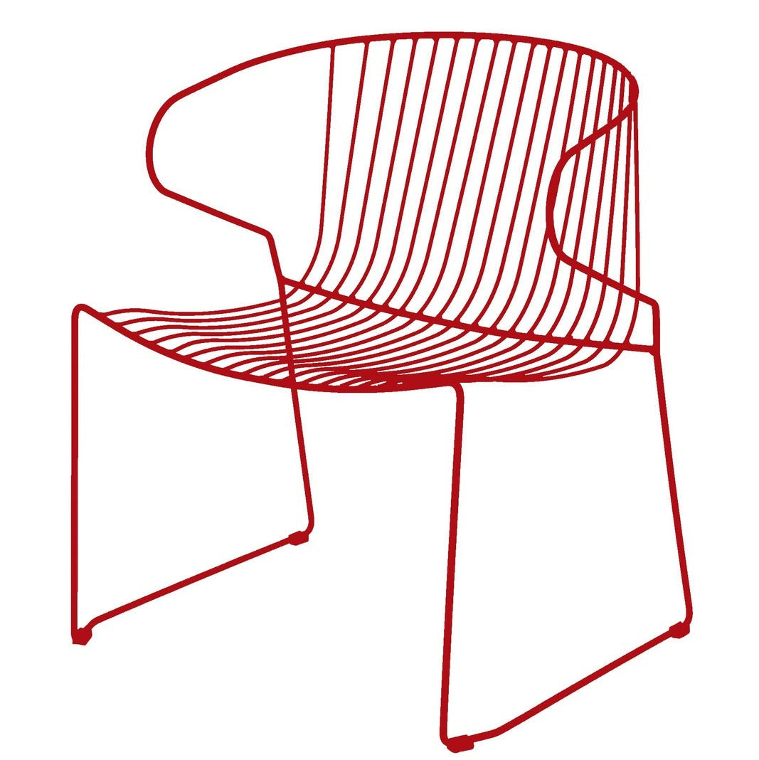 Isimar Bolonia Lounge Chair in Tomato Red, galvanized steel outdoor chair, Spanish design since 1925
