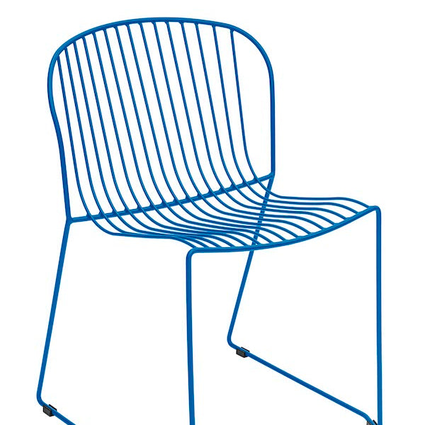 Isimar Bolonia Side Chair in Ultramarine Blue, galvanized steel outdoor chair, Spanish design since 1925