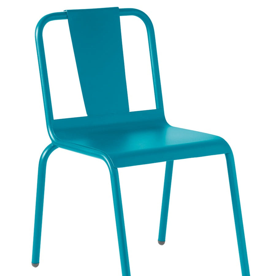 Isimar Napoles Side Chair in Turquoise Blue, galvanized steel outdoor chair, Spanish design since 1925