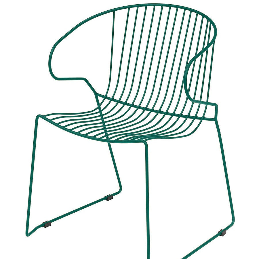 Isimar Bolonia Arm Chair in Moss Green, galvanized steel outdoor chair, Spanish design since 1925