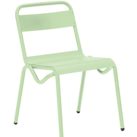 Isimar Anglet Side Chair in Pastel Green, galvanized steel outdoor chair, Spanish design since 1925