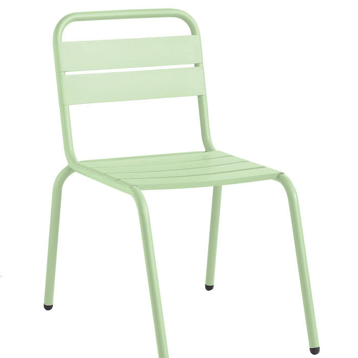 Isimar Barceloneta Side Chair in Pastel Green, galvanized steel outdoor chair, Spanish design since 1925