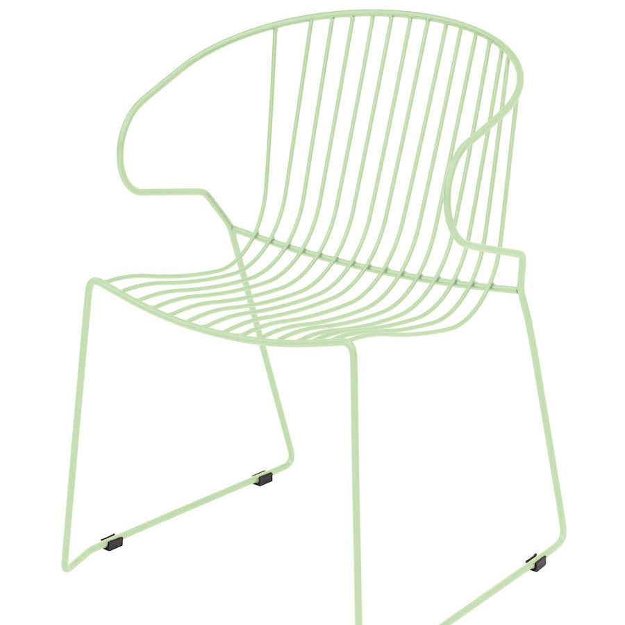 Isimar Bolonia Arm Chair in Pastel Green, galvanized steel outdoor chair, Spanish design since 1925