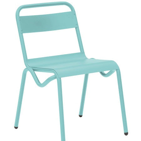 Isimar Anglet Side Chair in Light Green, galvanized steel outdoor chair, Spanish design since 1925