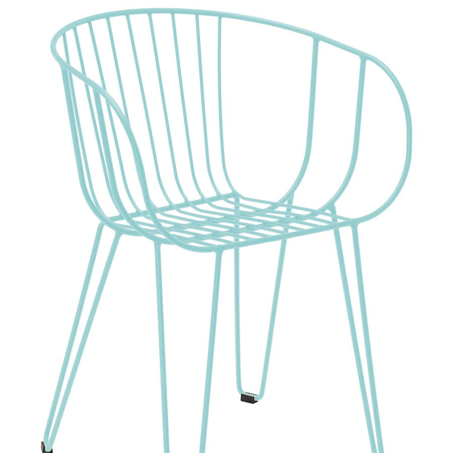 Isimar Olivo Arm Chair in Light Green, galvanized steel outdoor chair, Spanish design since 1925