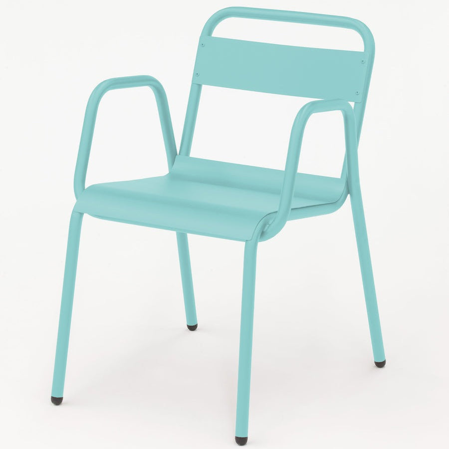 Isimar Anglet Arm Chair in Light Green, galvanized steel outdoor chair, Spanish design since 1925