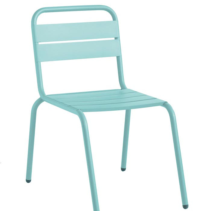 Isimar Barceloneta Side Chair in Light Green, galvanized steel outdoor chair, Spanish design since 1925