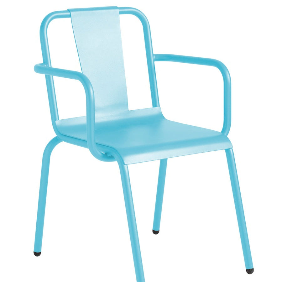 Isimar Napoles Arm Chair in Light Green, galvanized steel outdoor chair, Spanish design since 1925
