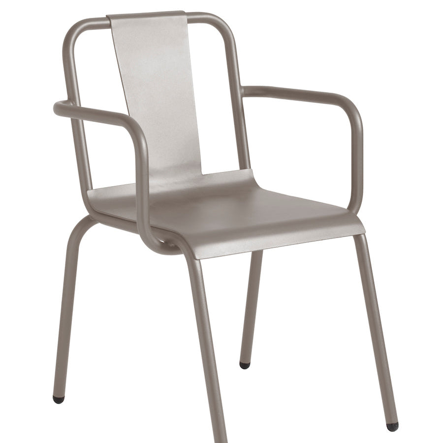Isimar Napoles Arm Chair in Beige Grey, galvanized steel outdoor chair, Spanish design since 1925