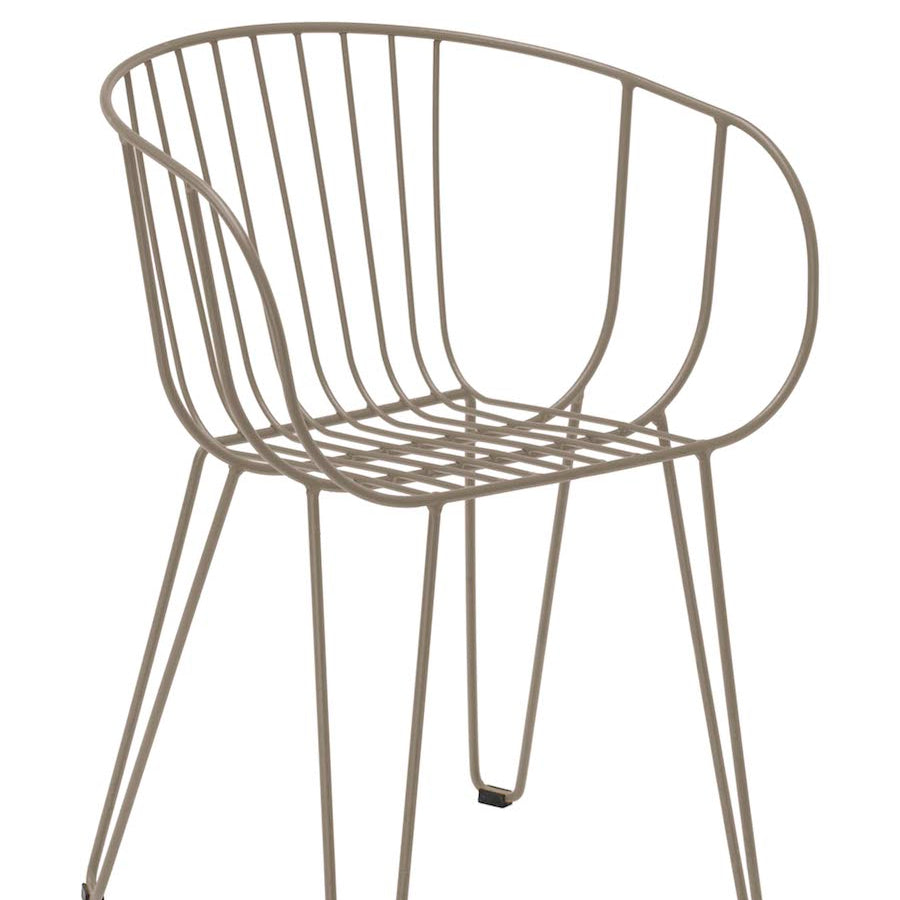 Isimar Olivo Arm Chair in Beige Grey, galvanized steel outdoor chair, Spanish design since 1925
