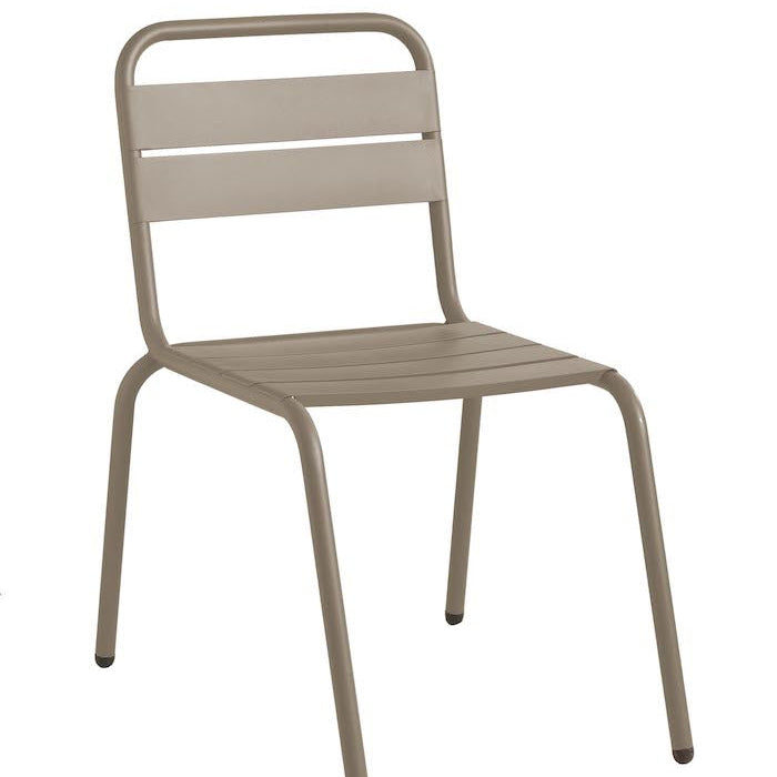 Isimar Barceloneta Side Chair in Beige Grey, galvanized steel outdoor chair, Spanish design since 1925