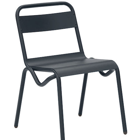 Isimar Anglet Side Chair in Anthracite Grey, galvanized steel outdoor chair, Spanish design since 1925