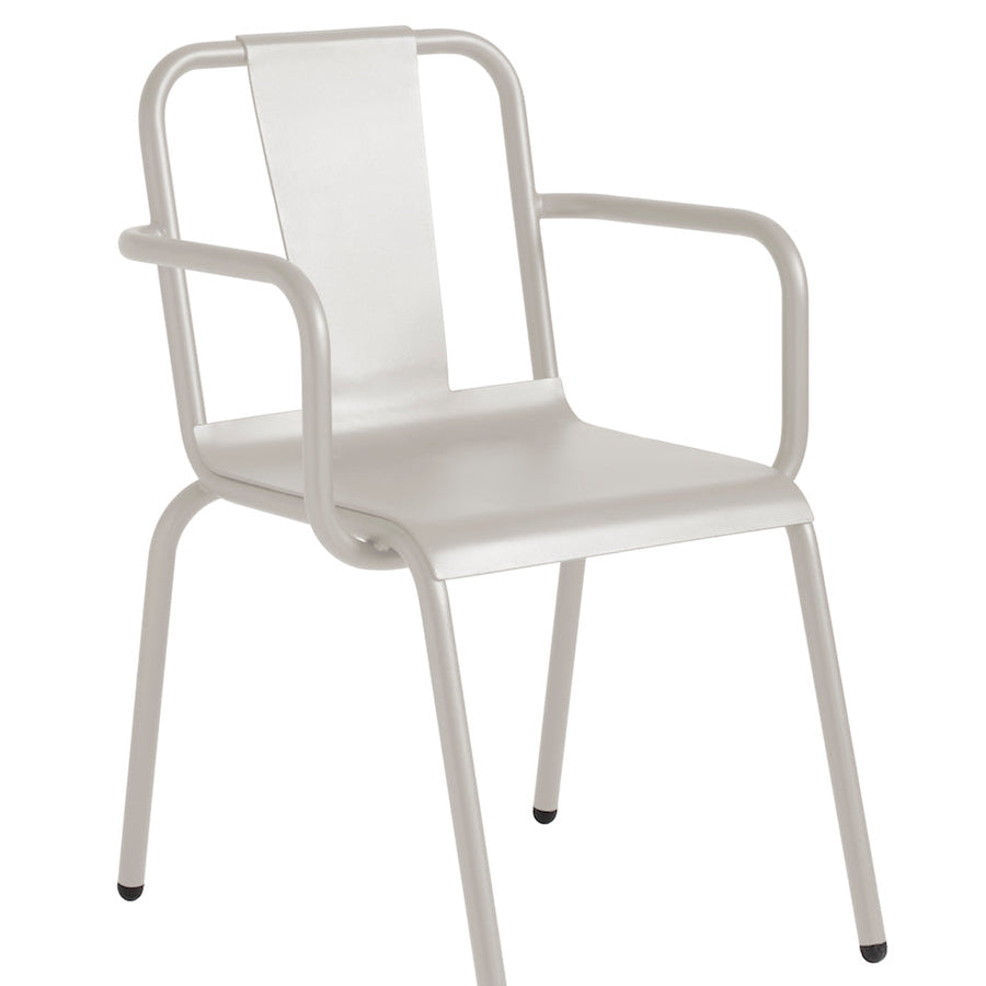 Isimar Napoles Arm Chair in Pebble Grey, galvanized steel outdoor chair, Spanish design since 1925