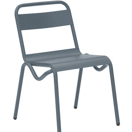 Isimar Anglet Side Chair in Telegrey, galvanized steel outdoor chair, Spanish design since 1925