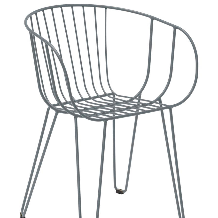 Isimar Olivo Arm Chair in Telegrey, galvanized steel outdoor chair, Spanish design since 1925