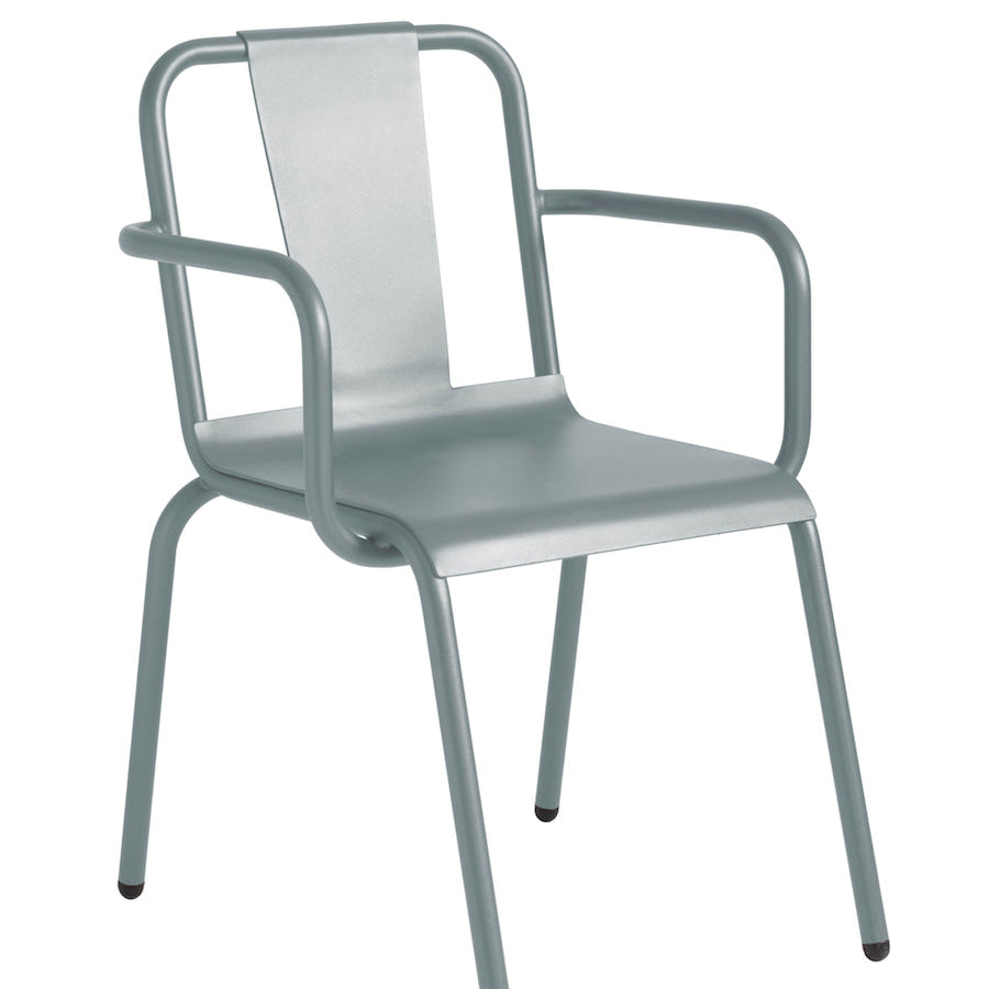 Isimar Napoles Arm Chair in Telegrey, galvanized steel outdoor chair, Spanish design since 1925
