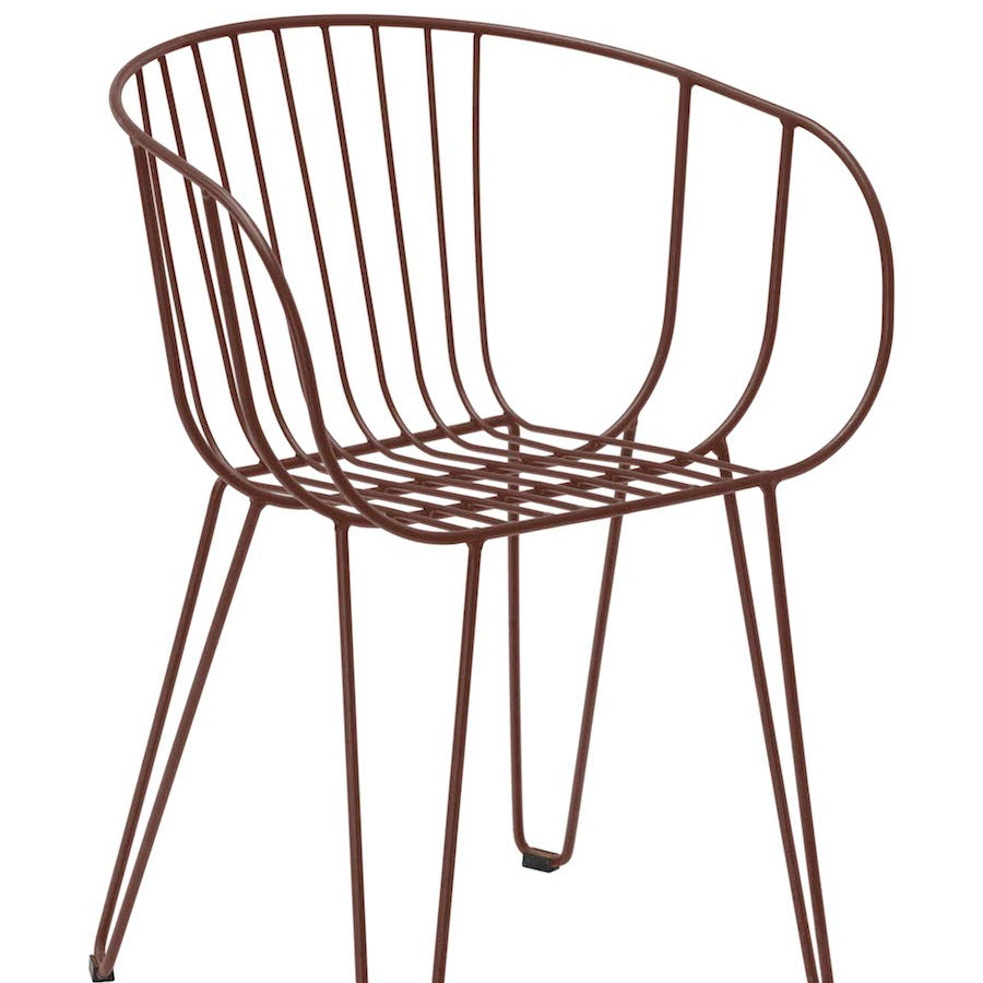 Isimar Olivo Arm Chair in Chocolate Brown, galvanized steel outdoor chair, Spanish design since 1925