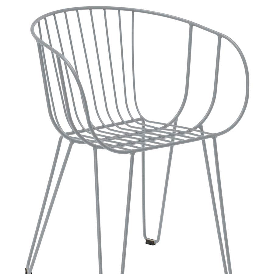 Isimar Olivo Arm Chair in White Aluminium, galvanized steel outdoor chair, Spanish design since 1925