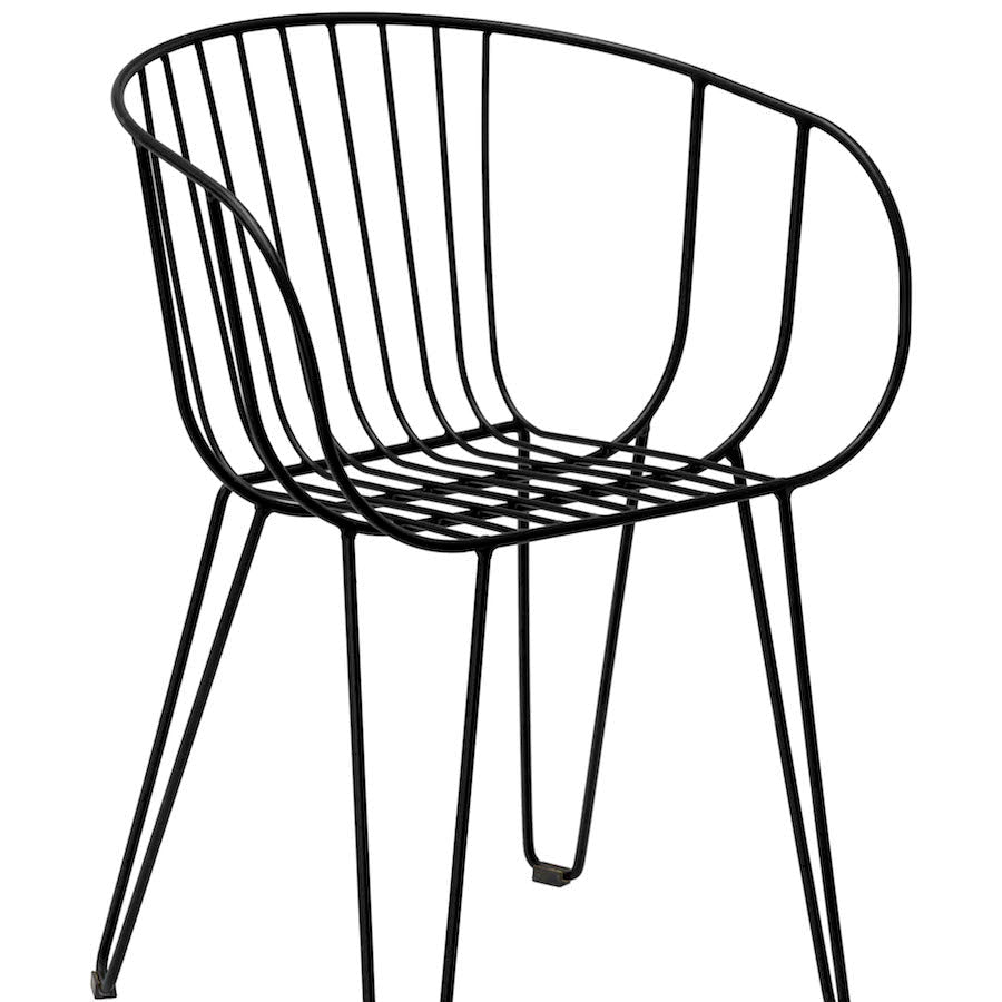Isimar Olivo Arm Chair in Graphite Black, galvanized steel outdoor chair, Spanish design since 1925