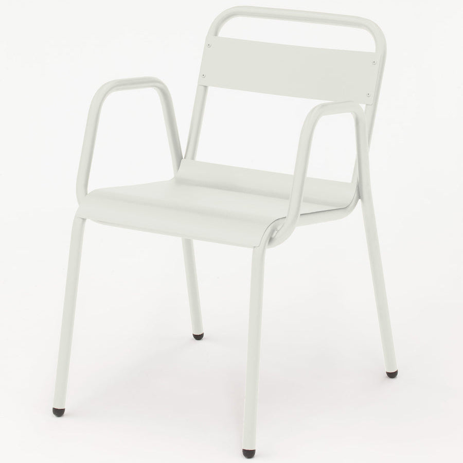 Isimar Anglet Arm Chair in Traffic White, galvanized steel outdoor chair, Spanish design since 1925