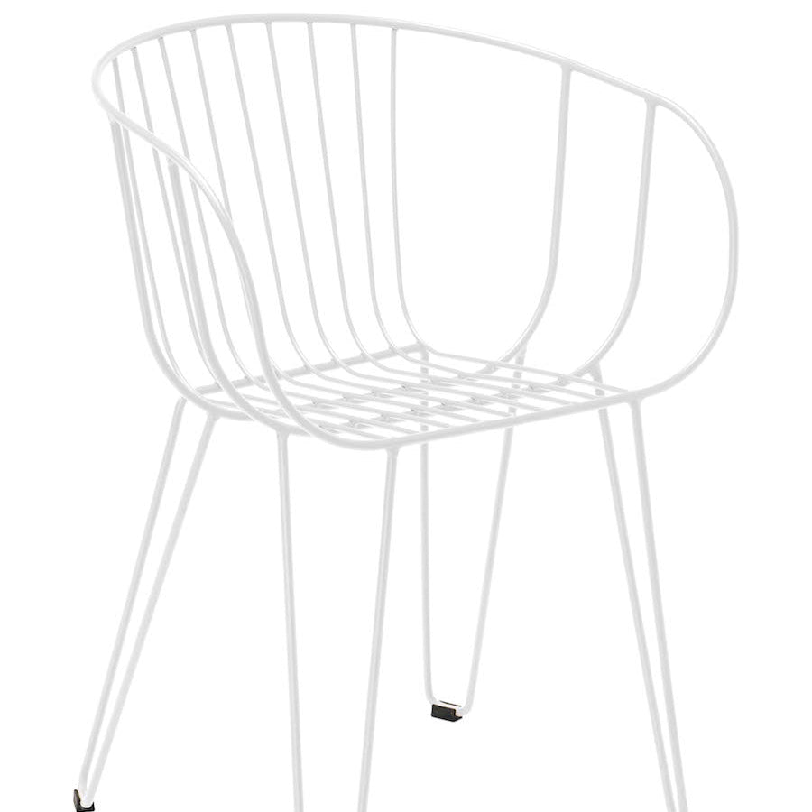 Isimar Olivo Arm Chair in Traffic White, galvanized steel outdoor chair, Spanish design since 1925