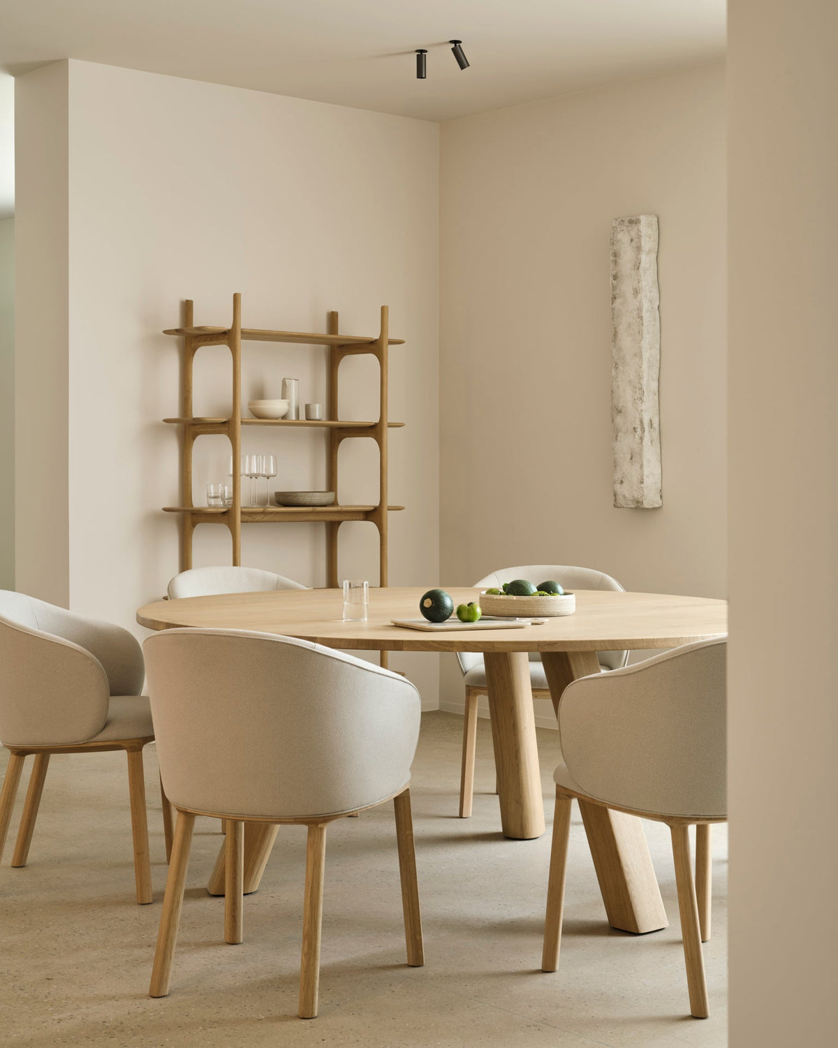 Ethnicraft Unda Dining Table in solid oak with matching Unda dining chairs, made in Belgium from FSC-certified oak