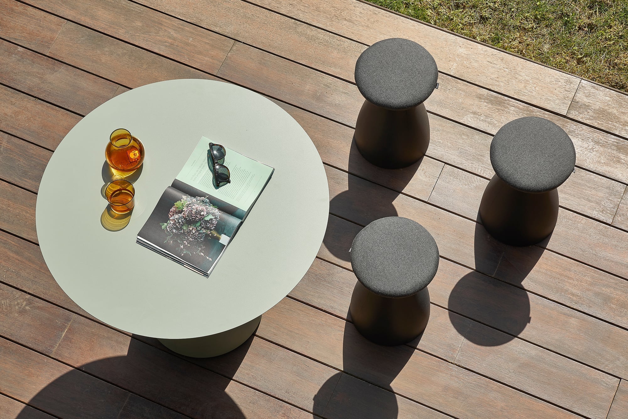 Outdoor table weathering to a silver patina