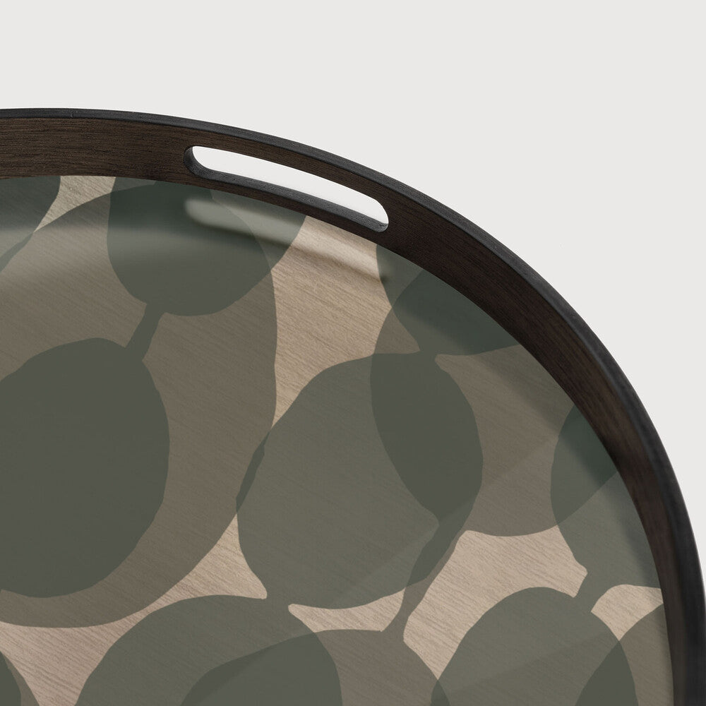 Ethnicraft Connected Dots Glass Tray with bronzed glass, Belgian-designed accessory