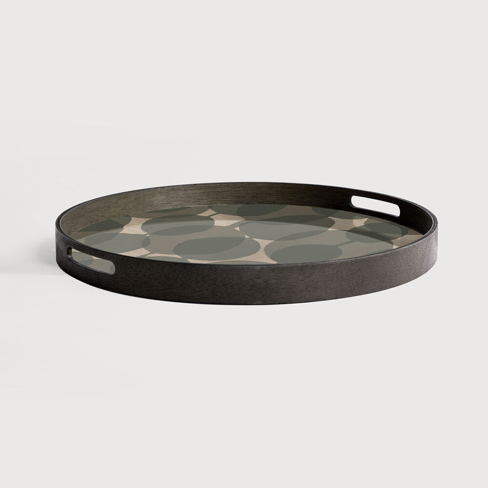 Ethnicraft Connected Dots Glass Tray with bronzed glass, Belgian-designed accessory